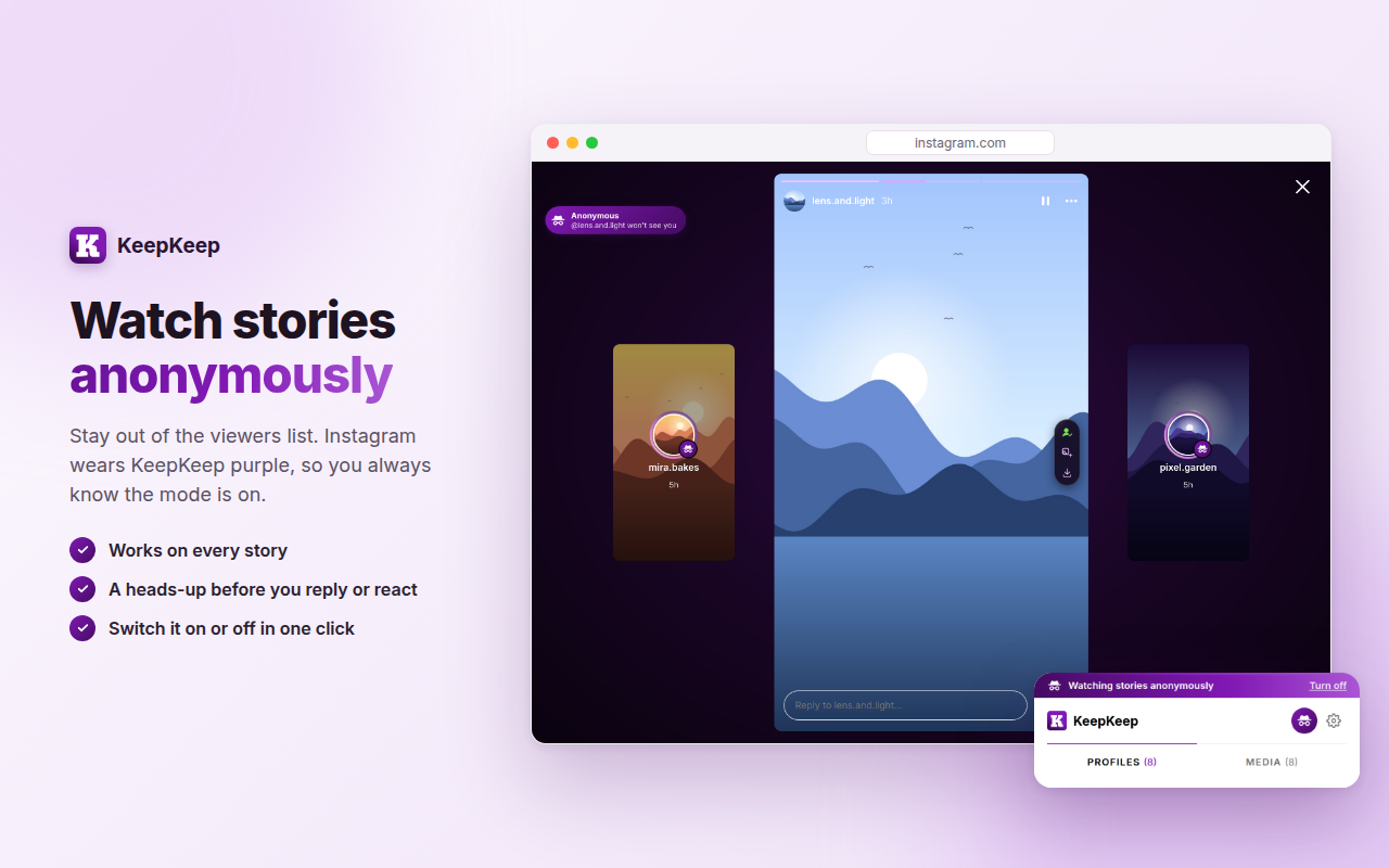 Watch stories anonymously